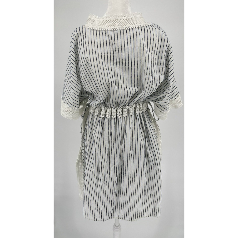 J. Crew Beachwear Size M/L Crochet Lace Trim Tunic‎ Cover-Up Kaftan Boho Cottage - Picture 5 of 9